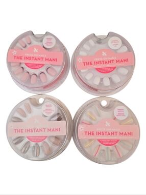Set Of 4 The Instant Mani Press-On Nails Pink, White, Neutral & Neon Accents.